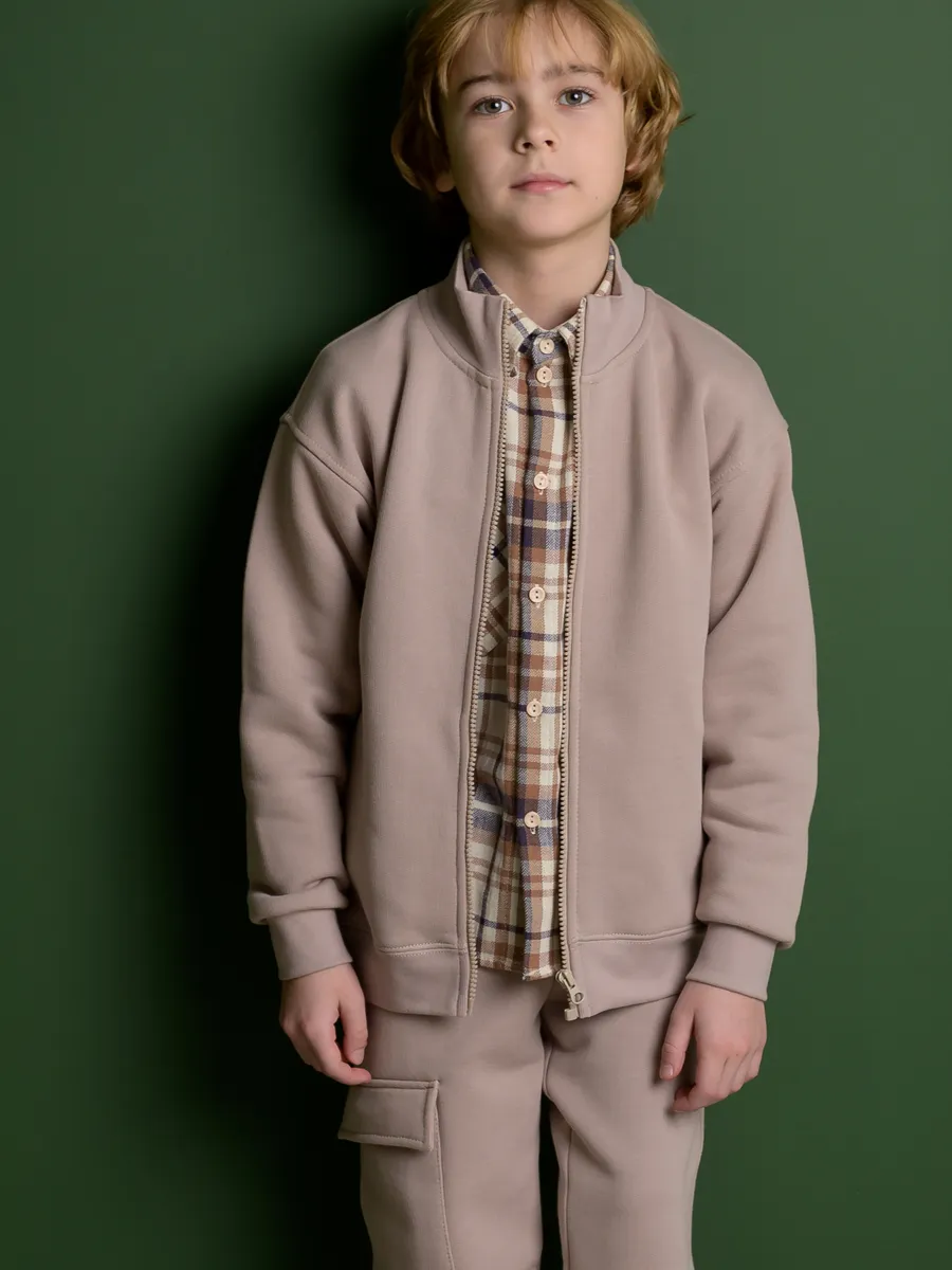 Костюм свитшот и брюки утепленный (110/30, бежевый)