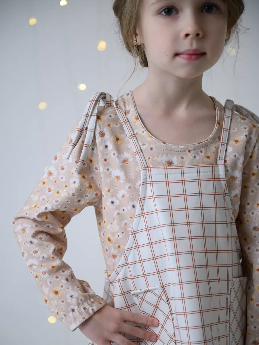 Футболка с длинным рукавом (116/32, желт/цветы)