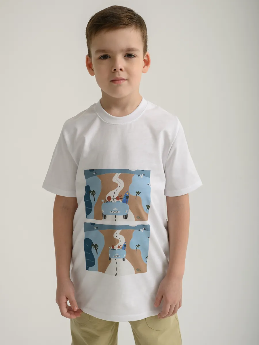 Футболка для мальчика (104/30, белый)