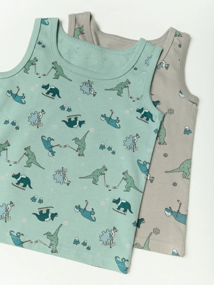 Майка для мальчика 4 шт. (104/30, белый/зеленый)