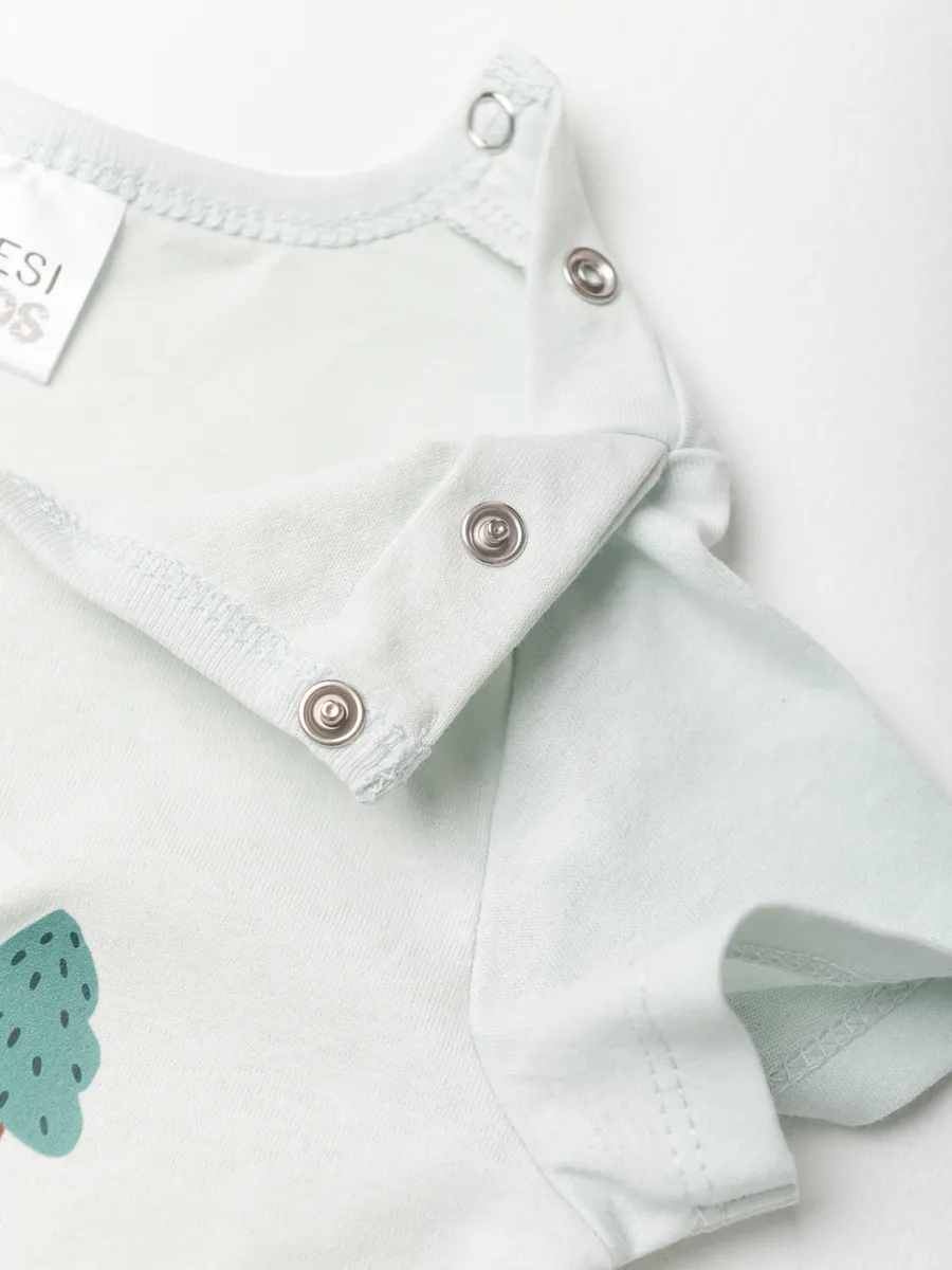 Футболка из тонкого хлопка (92/28, мятный/синий)