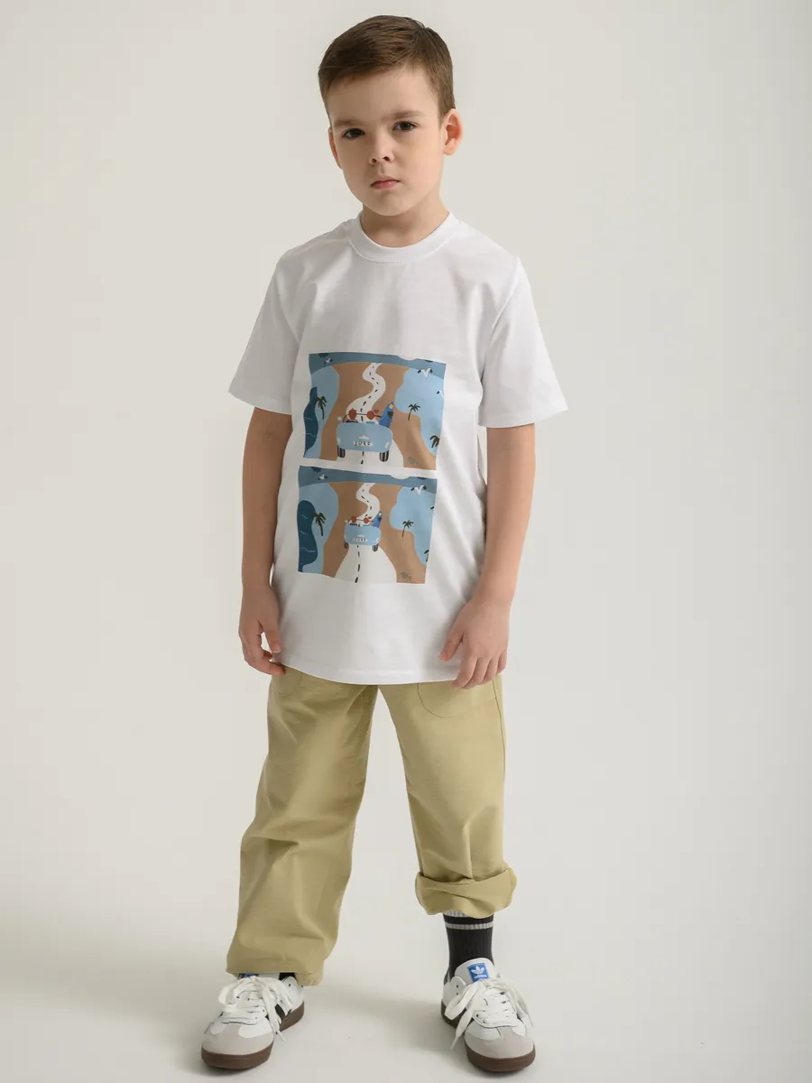 Футболка для мальчика (104/30, белый)