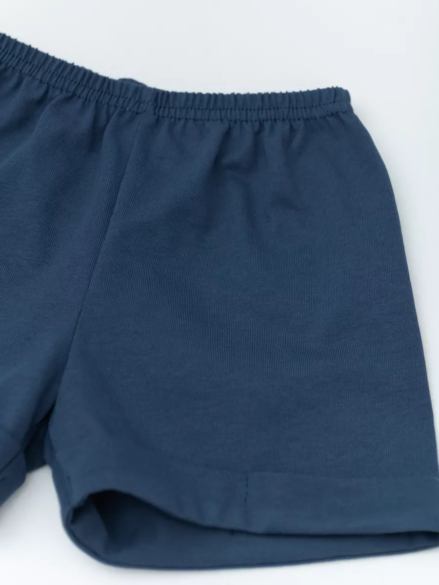 Костюм для мальчика шорты+рубашка (128/34, синий)