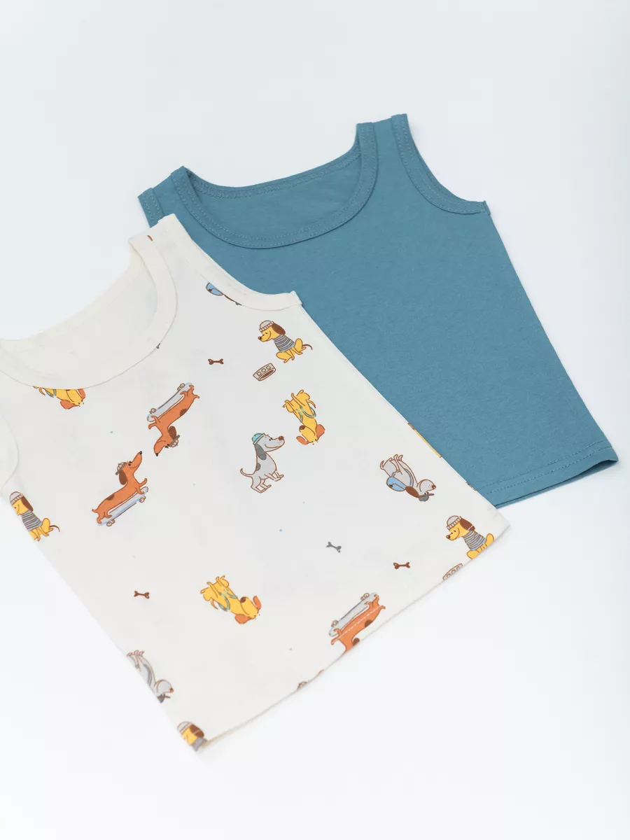 Майка для мальчика 4 шт. (104/30, беж/синий)