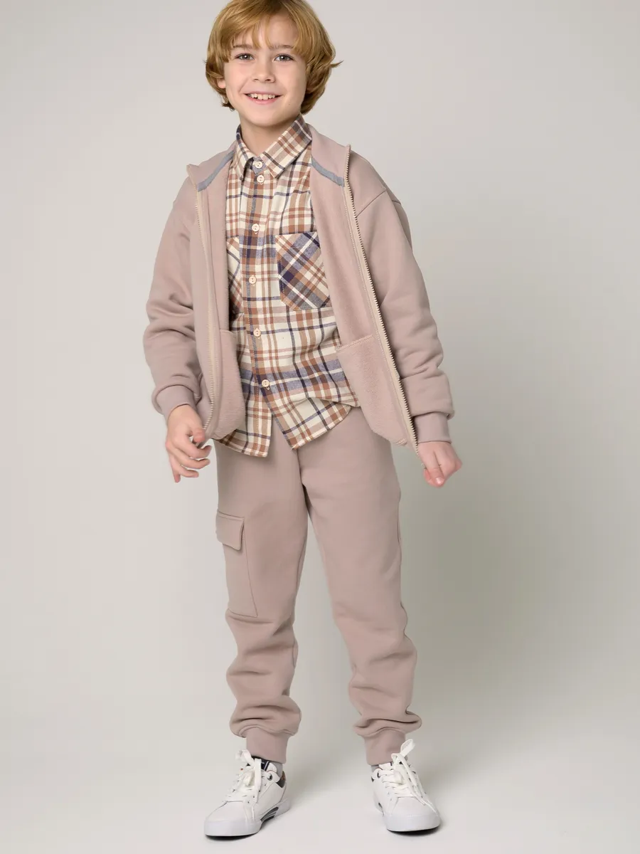 Костюм свитшот и брюки утепленный (110/30, бежевый)