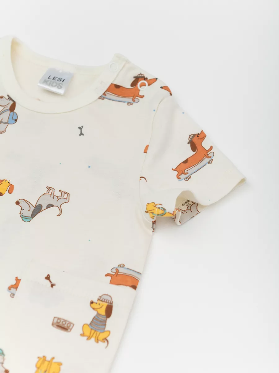 Футболка из тонкого хлопка (68/22, беж/синий)