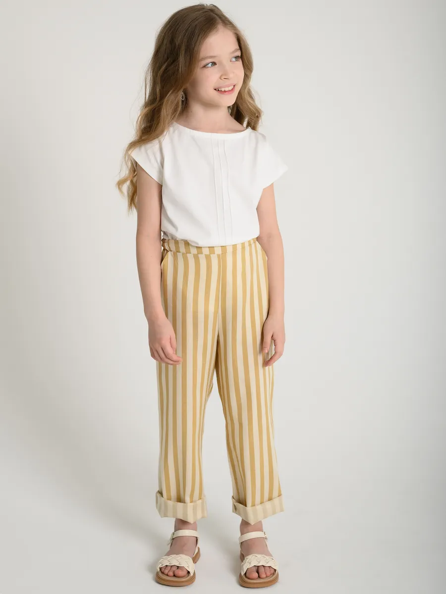 Футболка для девочки базовая (104/30, Экрю)