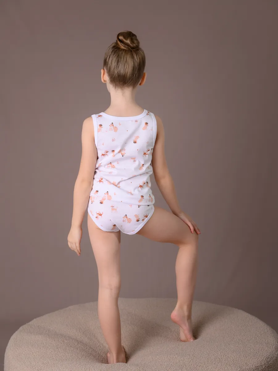 Майка для девочки 3шт. (104/30, бел/розовый)