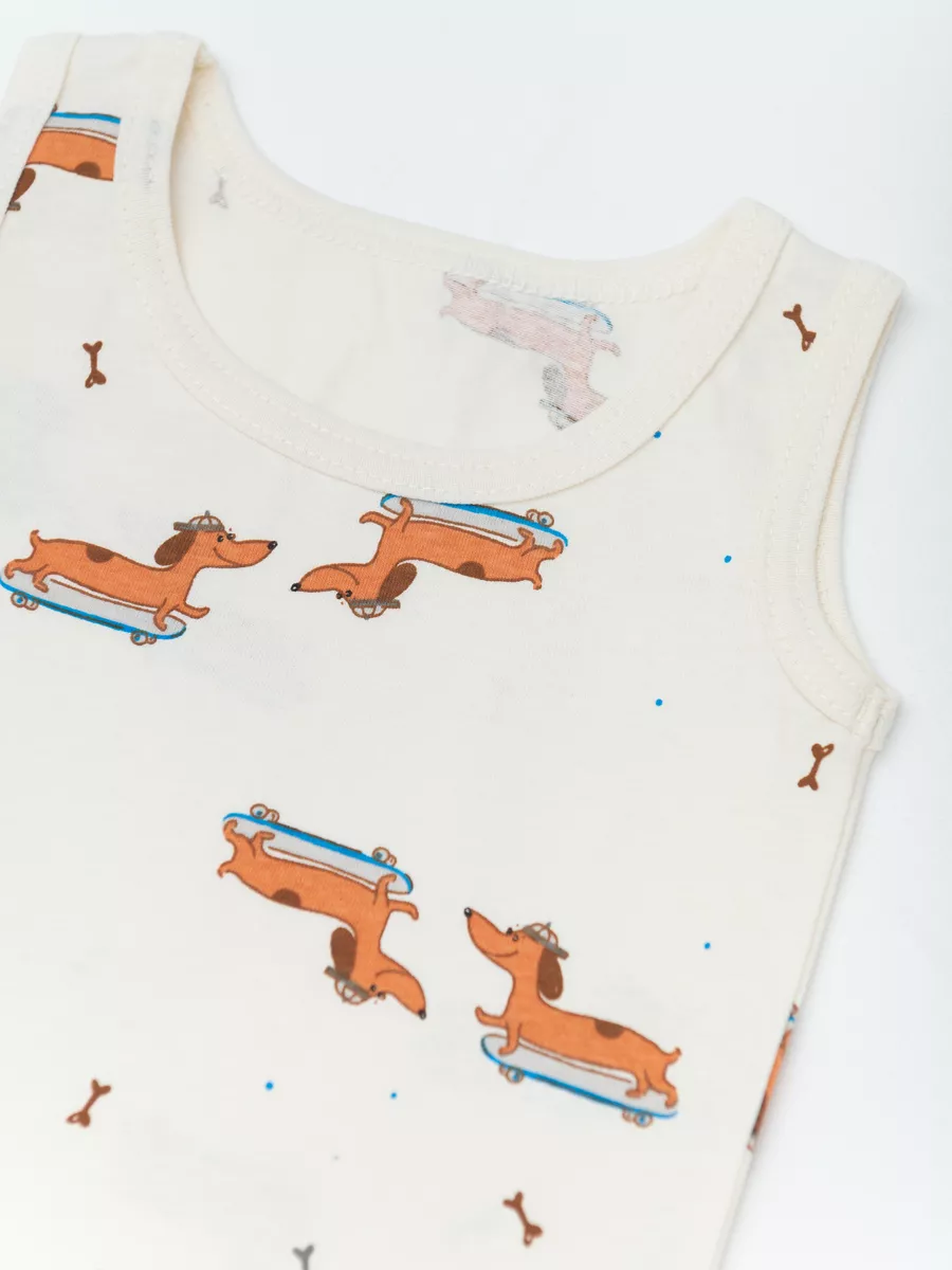 Майка для мальчика 4 шт. (104/30, беж/синий)