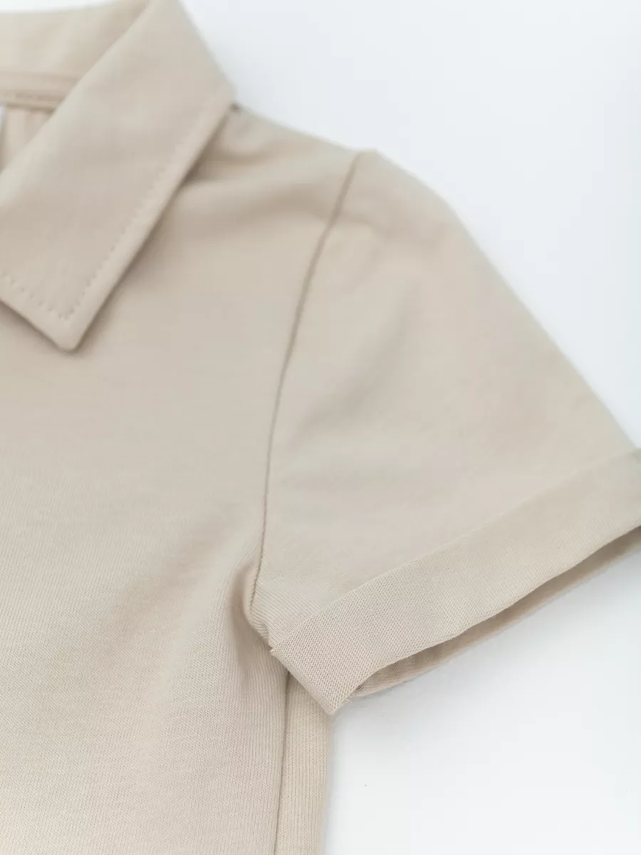 Костюм для мальчика шорты+рубашка (128/34, песочный)