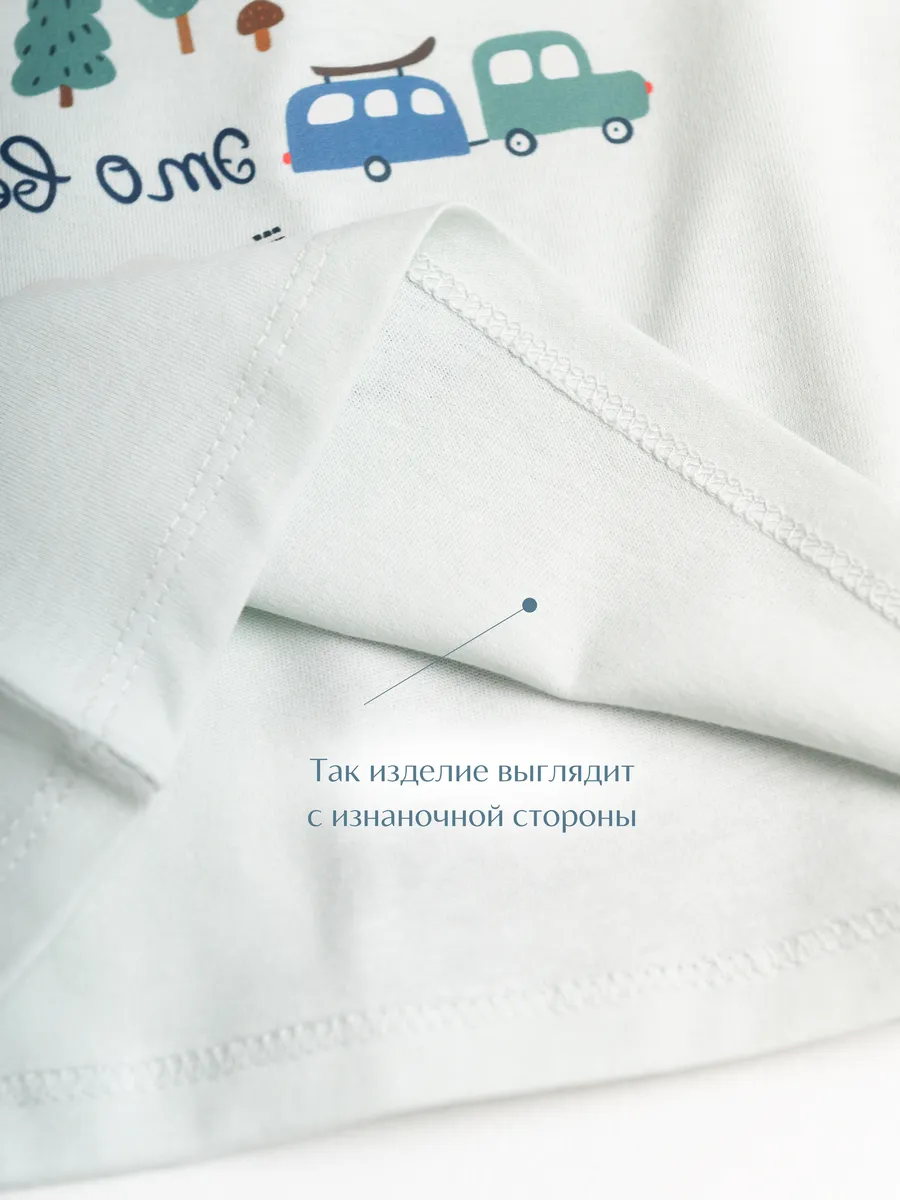 Футболка из тонкого хлопка (92/28, мятный/синий)