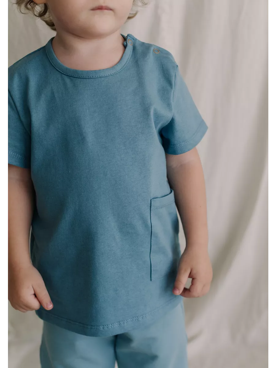 Футболка из тонкого хлопка (68/22, беж/синий)