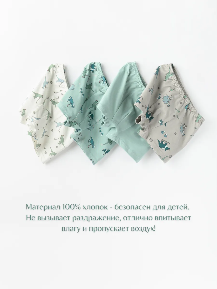 Трусы для мальчика комплект 4шт. (74/22, белый/зеленый)