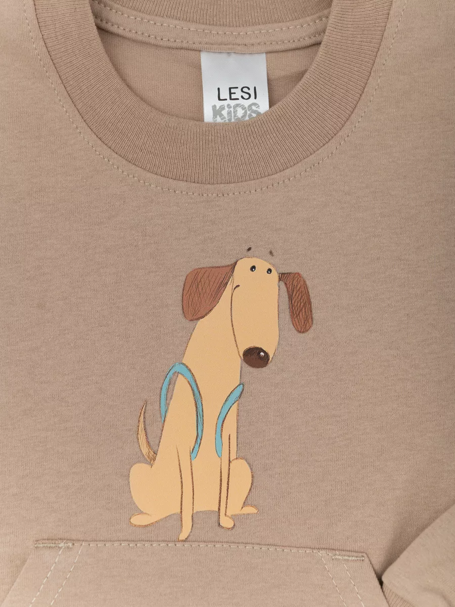 Пижама для мальчика  (104/30, мокко/клетка)