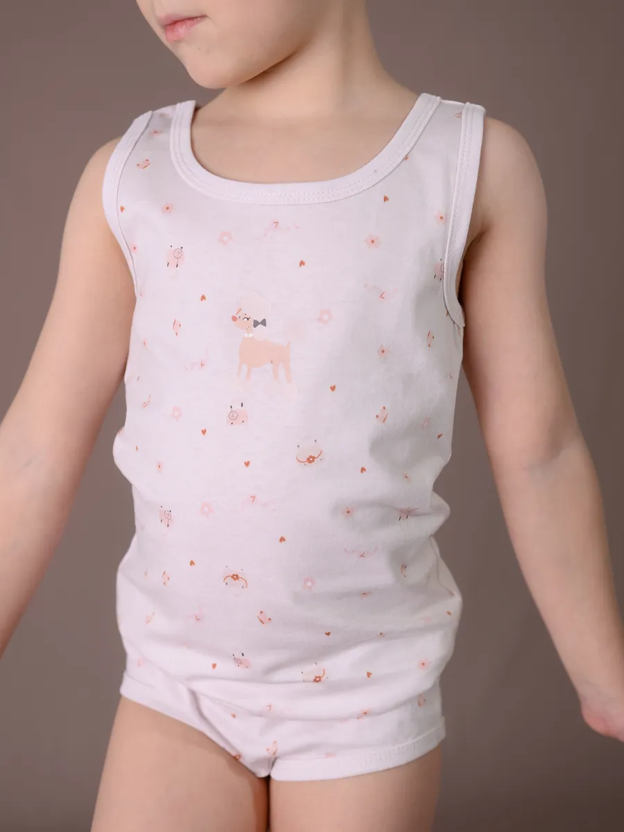 Майка для девочки 3шт. (104/30, бел/розовый)