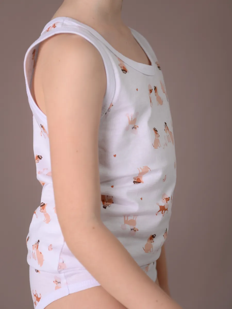 Майка для девочки 3шт. (104/30, бел/розовый)