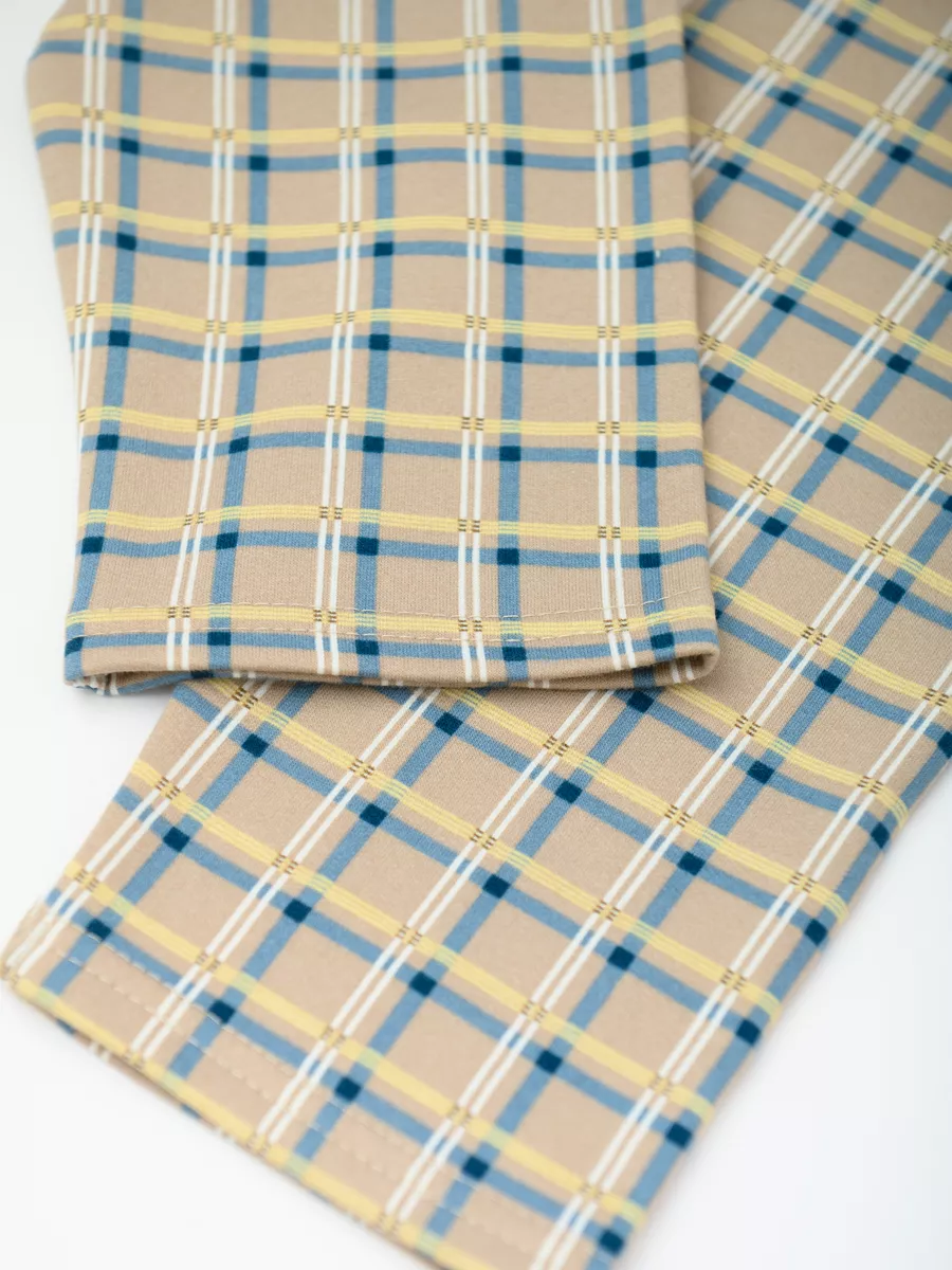 Пижама для мальчика (128/34, беж/клетка)