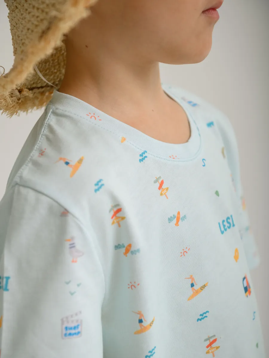 Футболка для мальчика с карманом (104/30, бирюзовый)