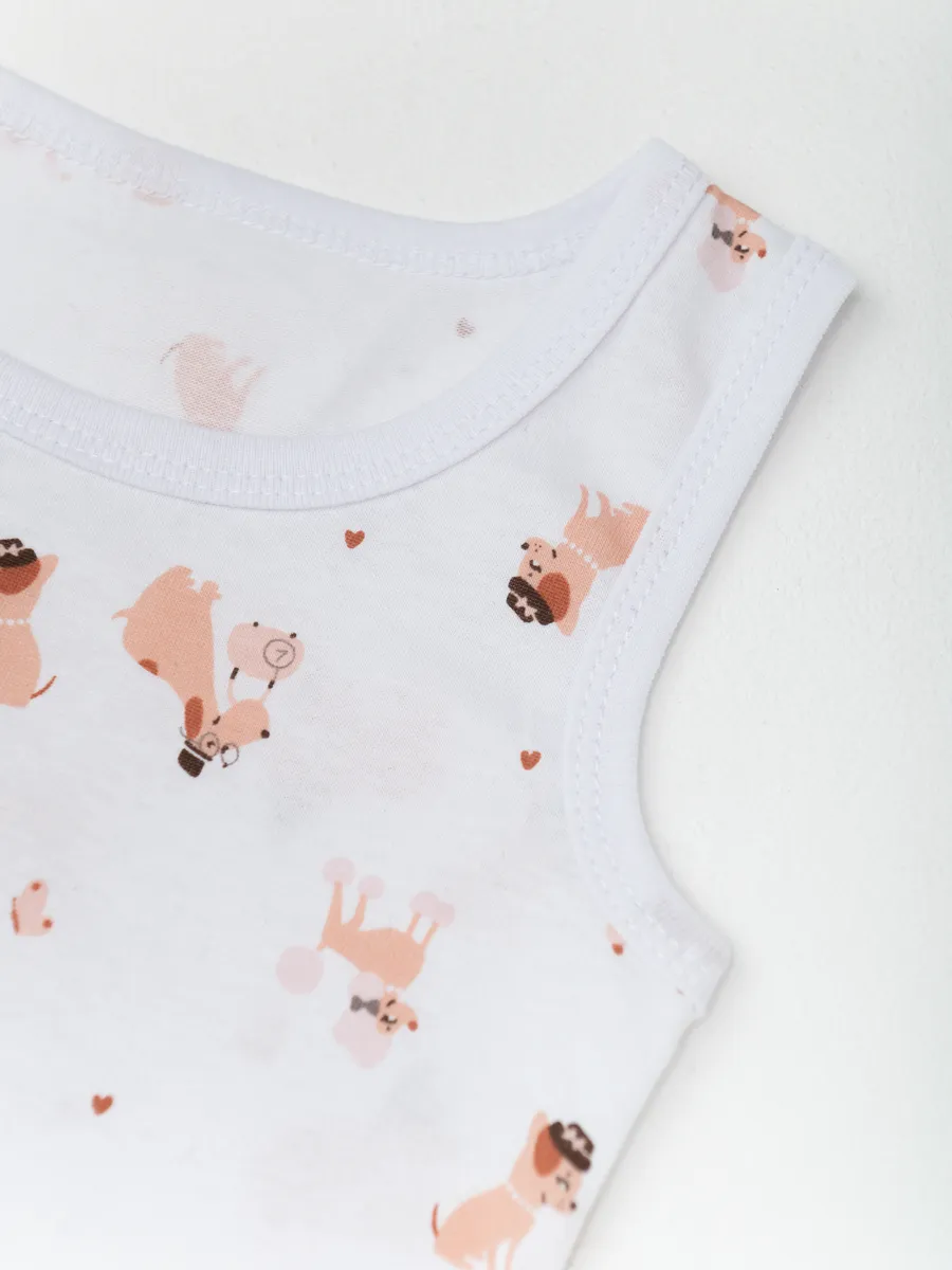 Майка для девочки 3шт. (104/30, бел/розовый)