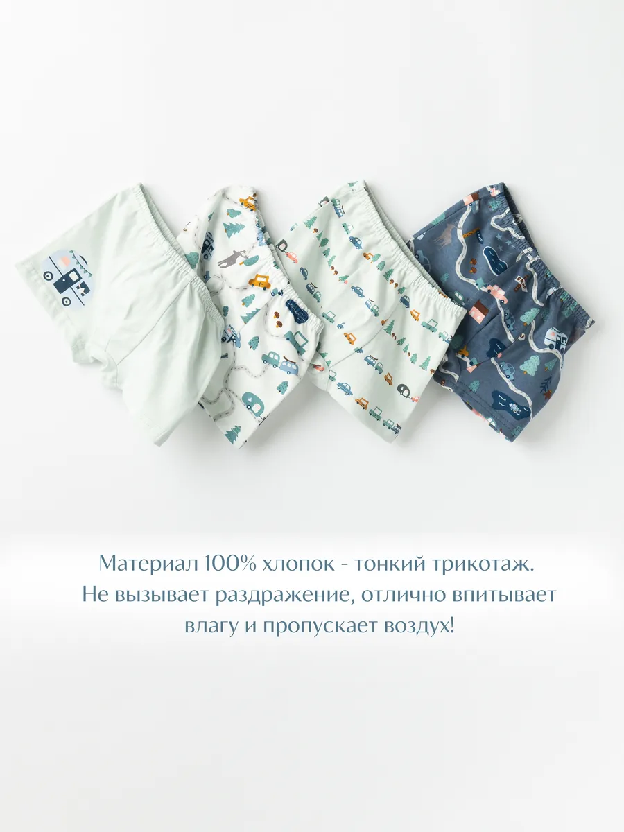 Трусы для мальчика комплект 4шт. (110/30, мятный/синий)