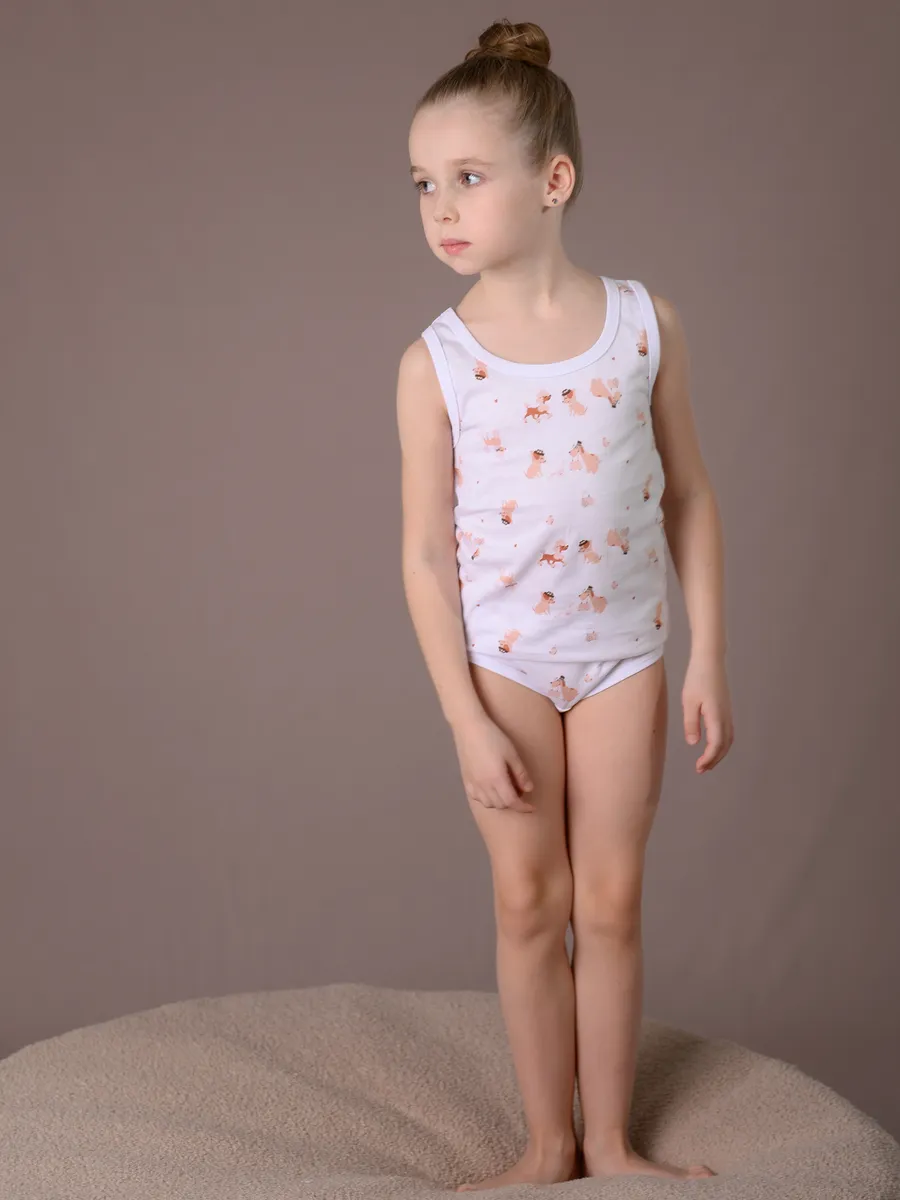 Майка для девочки 3шт. (104/30, бел/розовый)