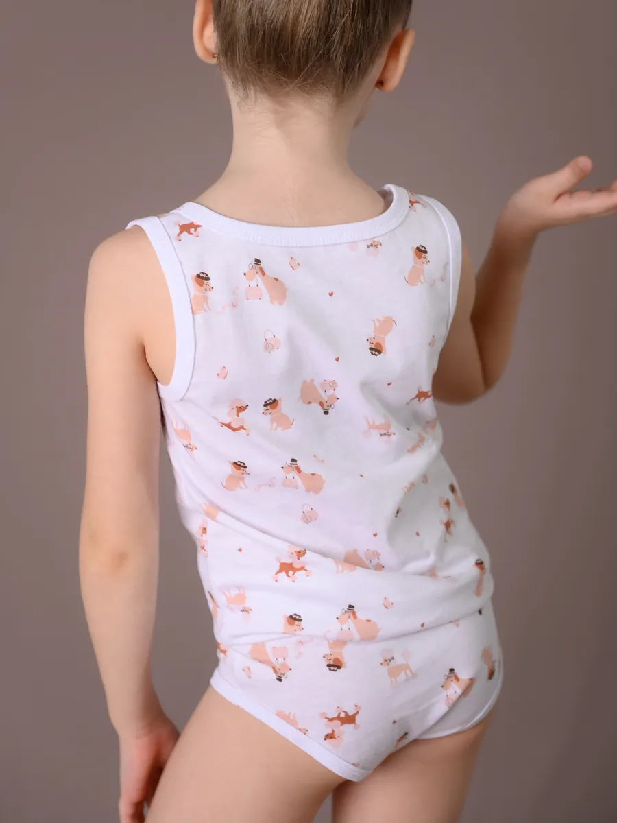 Майка для девочки 3шт. (104/30, бел/розовый)