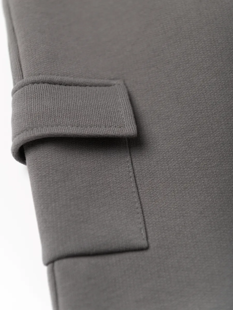 Костюм свитшот и брюки утепленный (104/30, тем.серый)