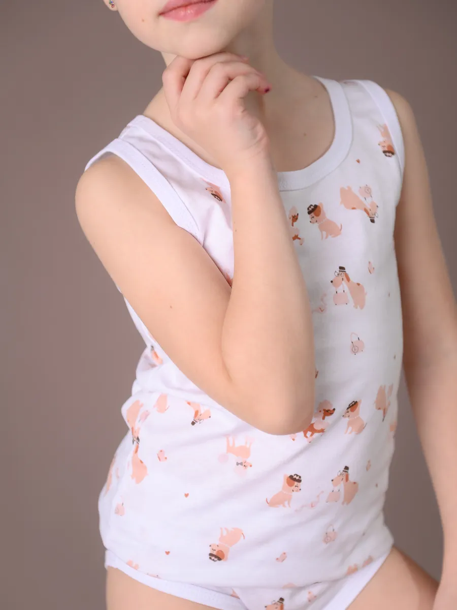 Майка для девочки 3шт. (104/30, бел/розовый)