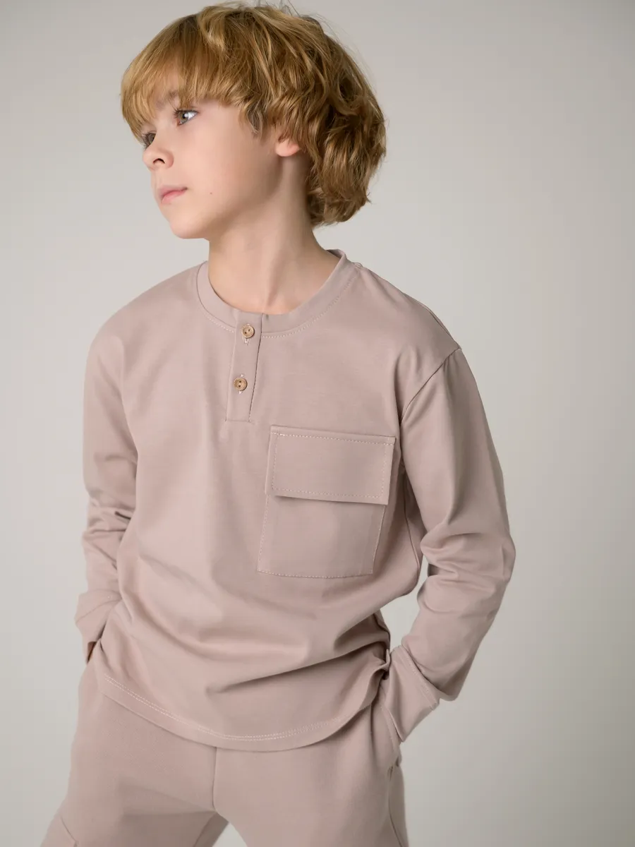 Лонгслив для мальчика (110/30, бежевый)