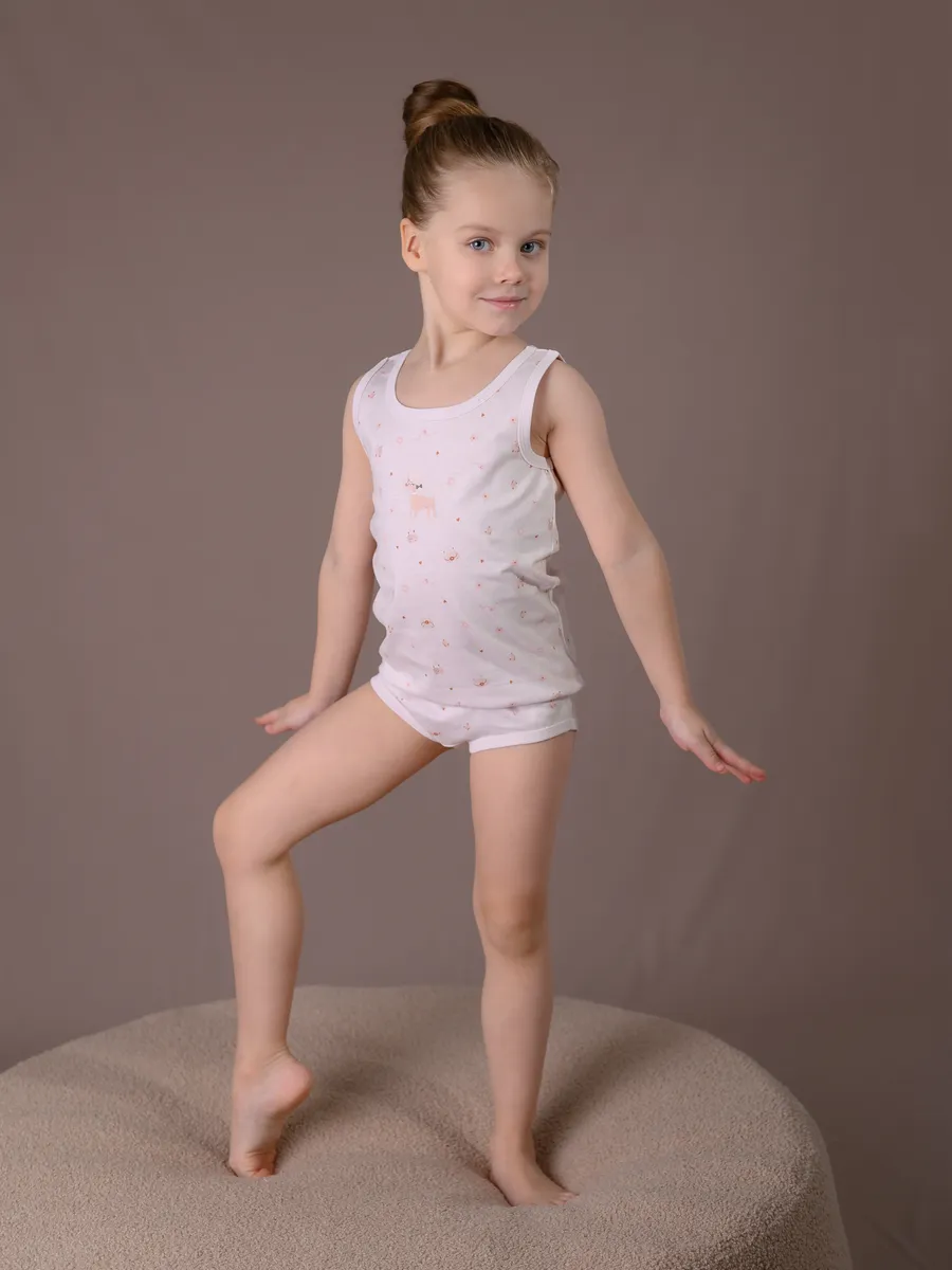 Майка для девочки 3шт. (104/30, бел/розовый)