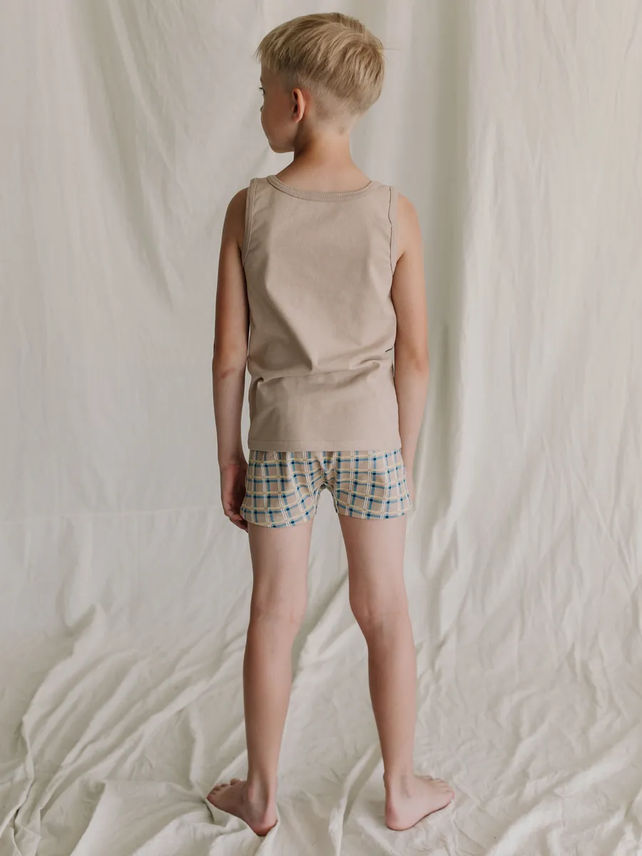 Майка для мальчика 4 шт. (104/30, беж/синий)