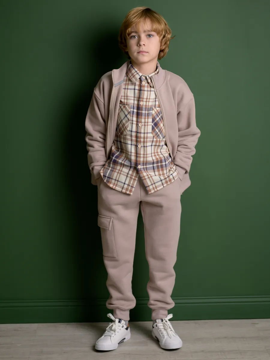 Костюм свитшот и брюки утепленный (110/30, бежевый)