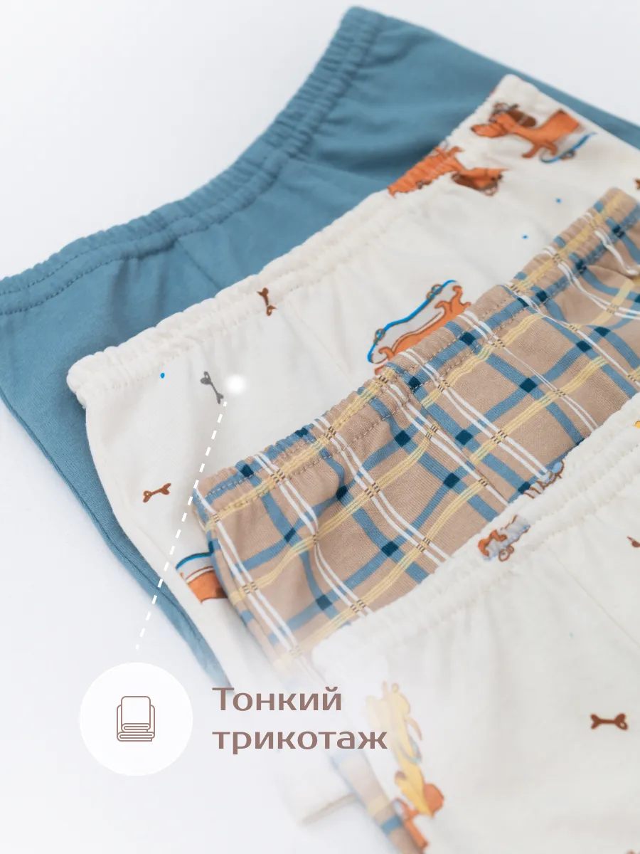 Трусы для мальчика комплект 4шт. (104/30, беж/синий)