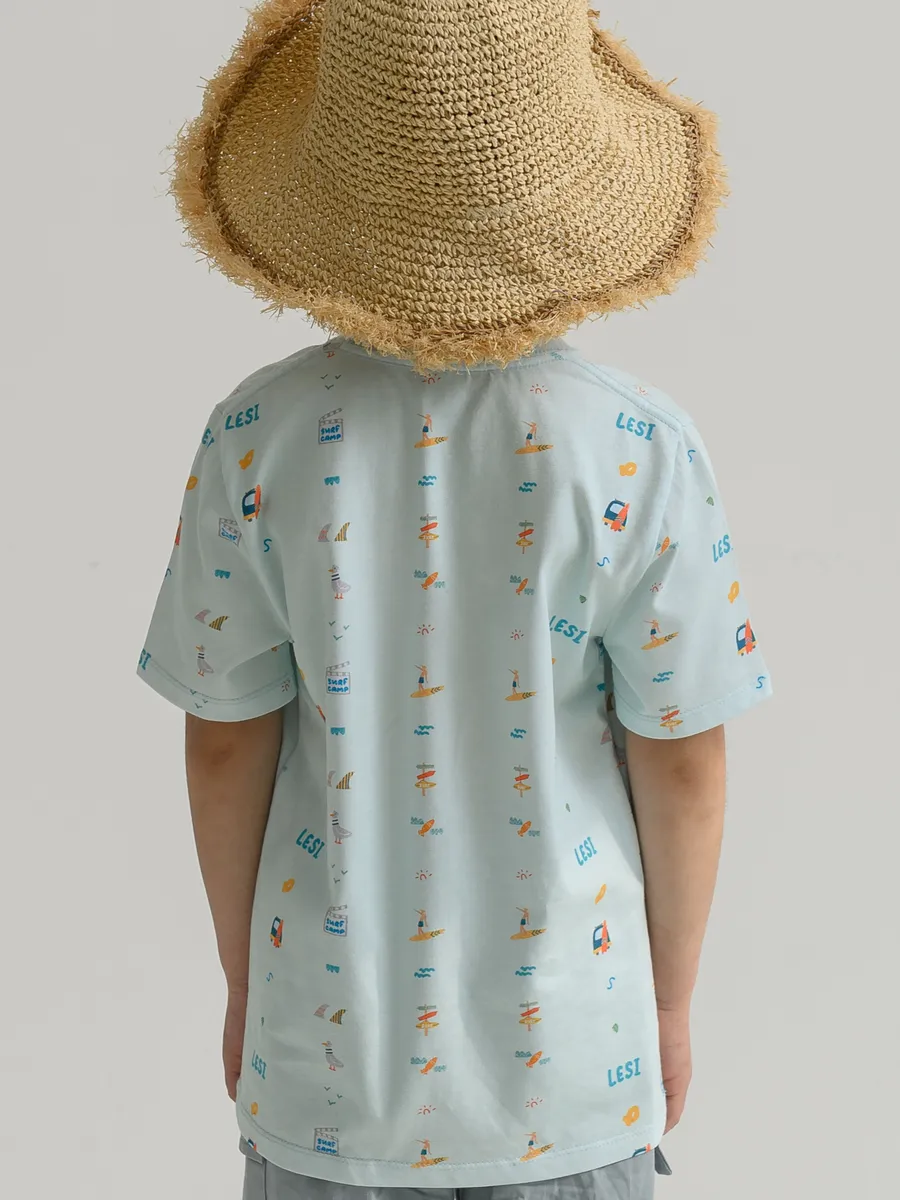 Футболка для мальчика с карманом (104/30, бирюзовый)