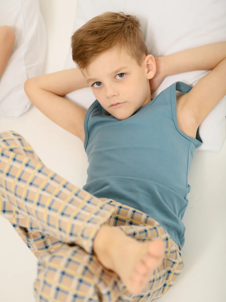 Майка для мальчика 4 шт. (104/30, беж/синий)