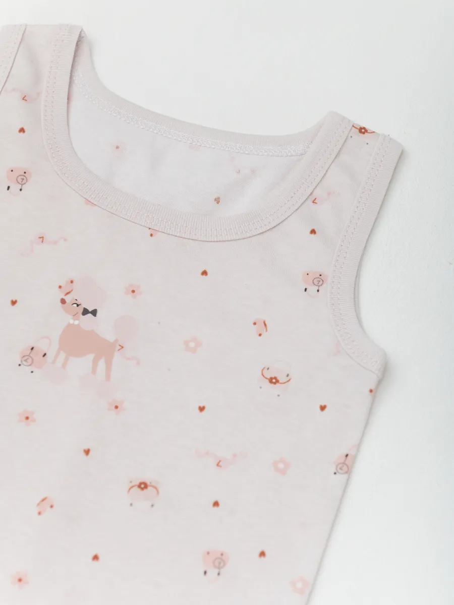 Майка для девочки 3шт. (104/30, бел/розовый)