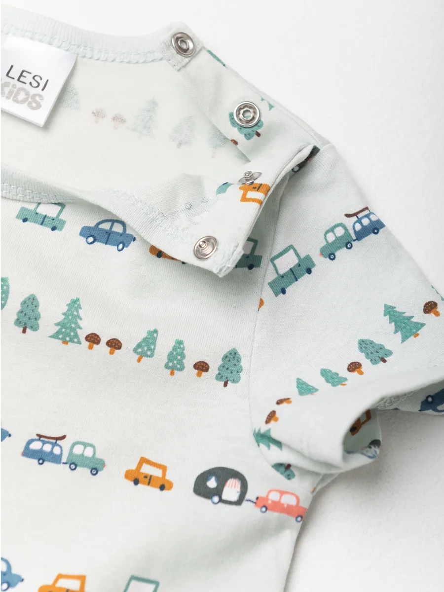 Футболка из тонкого хлопка (98/28, бел/мятный)