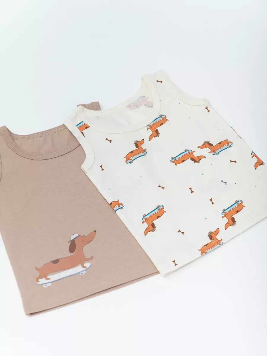 Майка для мальчика 4 шт. (104/30, беж/синий)