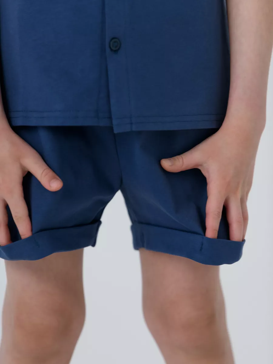 Костюм для мальчика шорты+рубашка (128/34, синий)