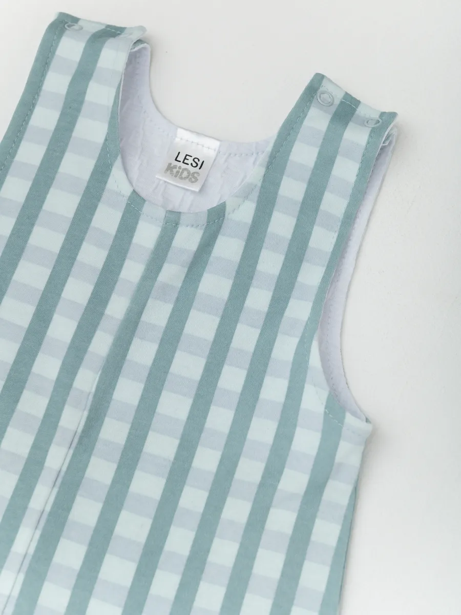 Полукомбинезон 2 шт. комплект (74/22, беж/клетка)