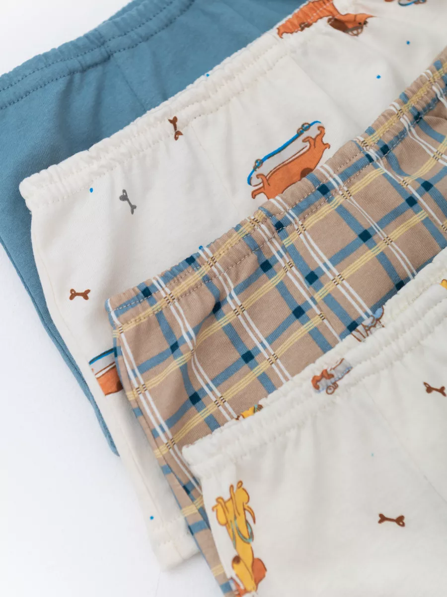 Трусы для мальчика комплект 4шт. (104/30, беж/синий)