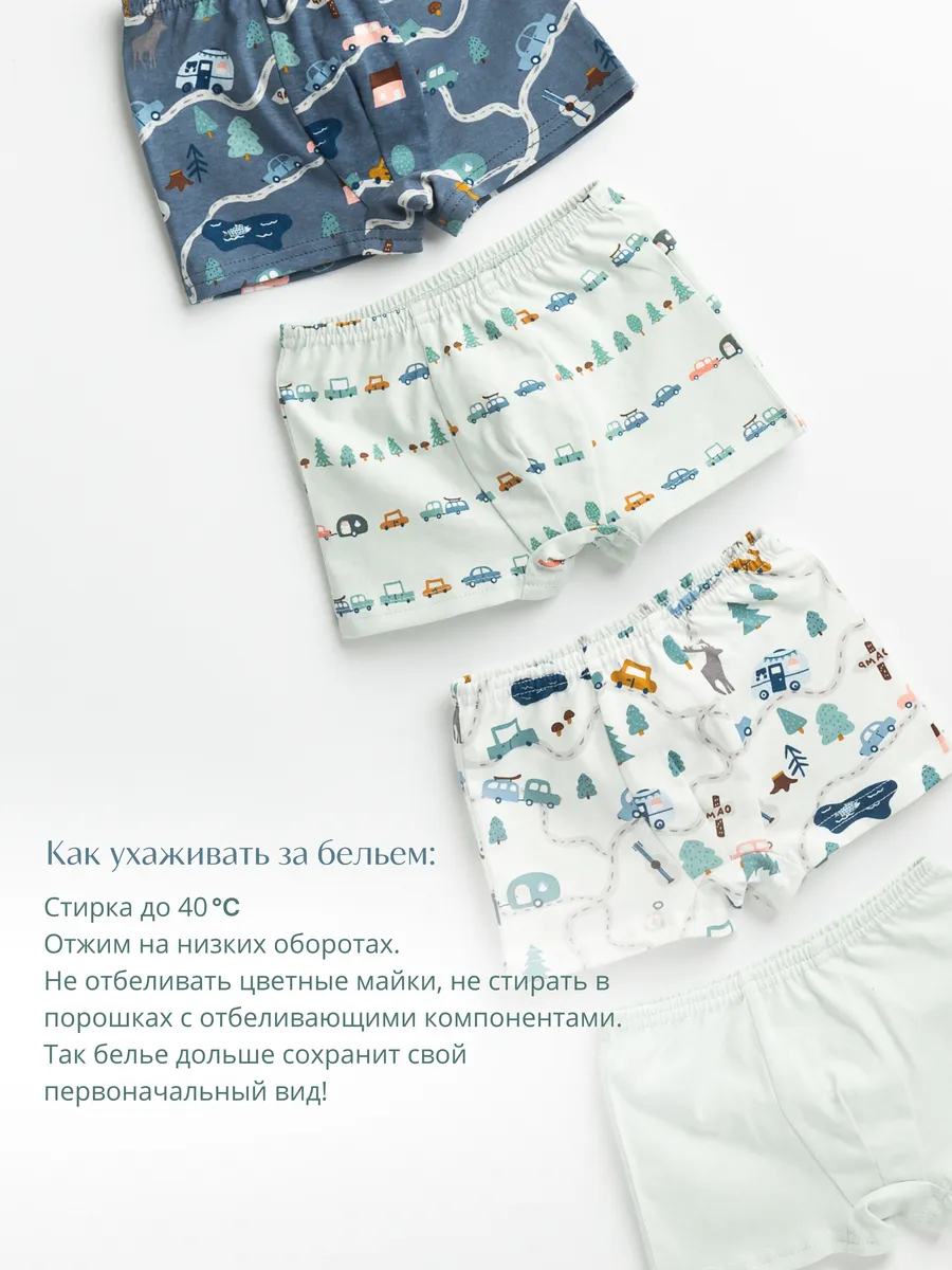 Трусы для мальчика комплект 4шт. (110/30, мятный/синий)