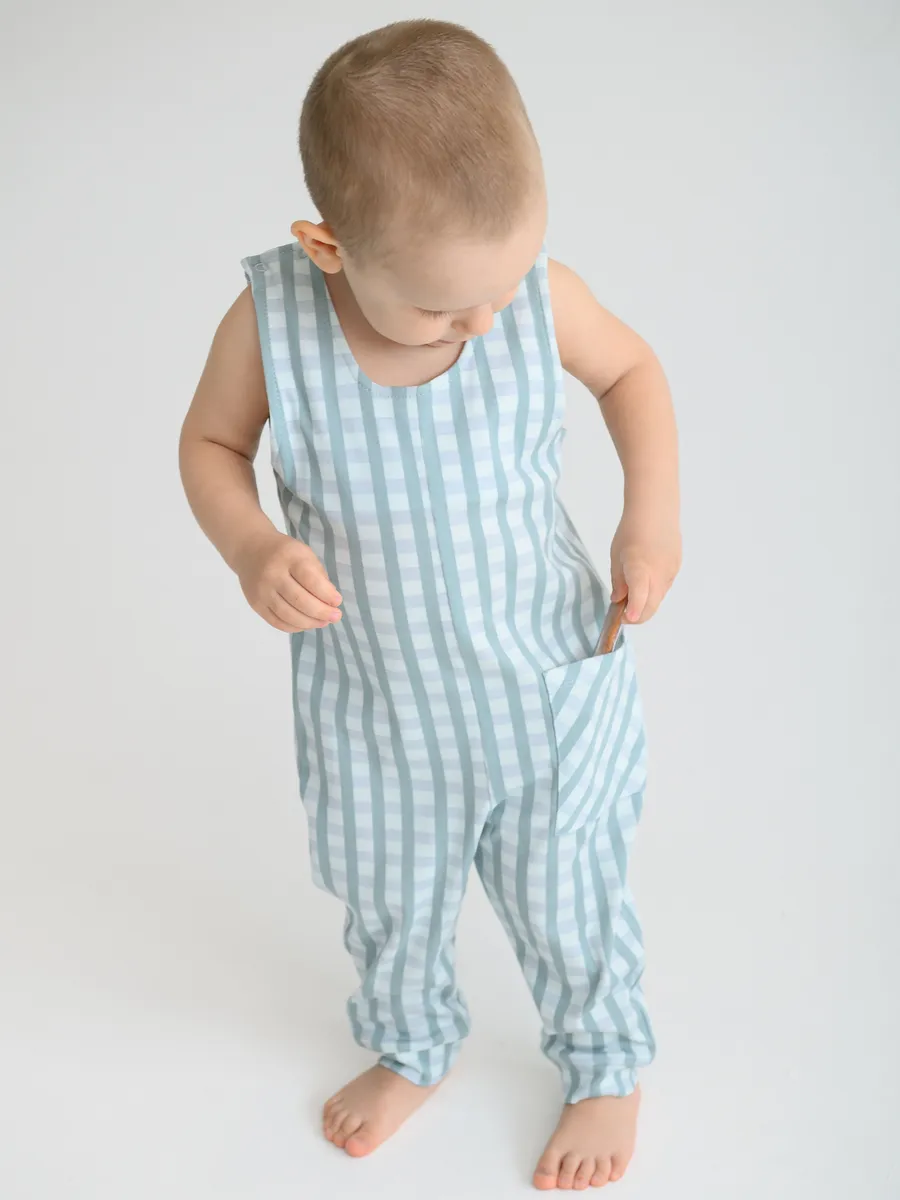 Полукомбинезон 2 шт. комплект (74/22, беж/клетка)