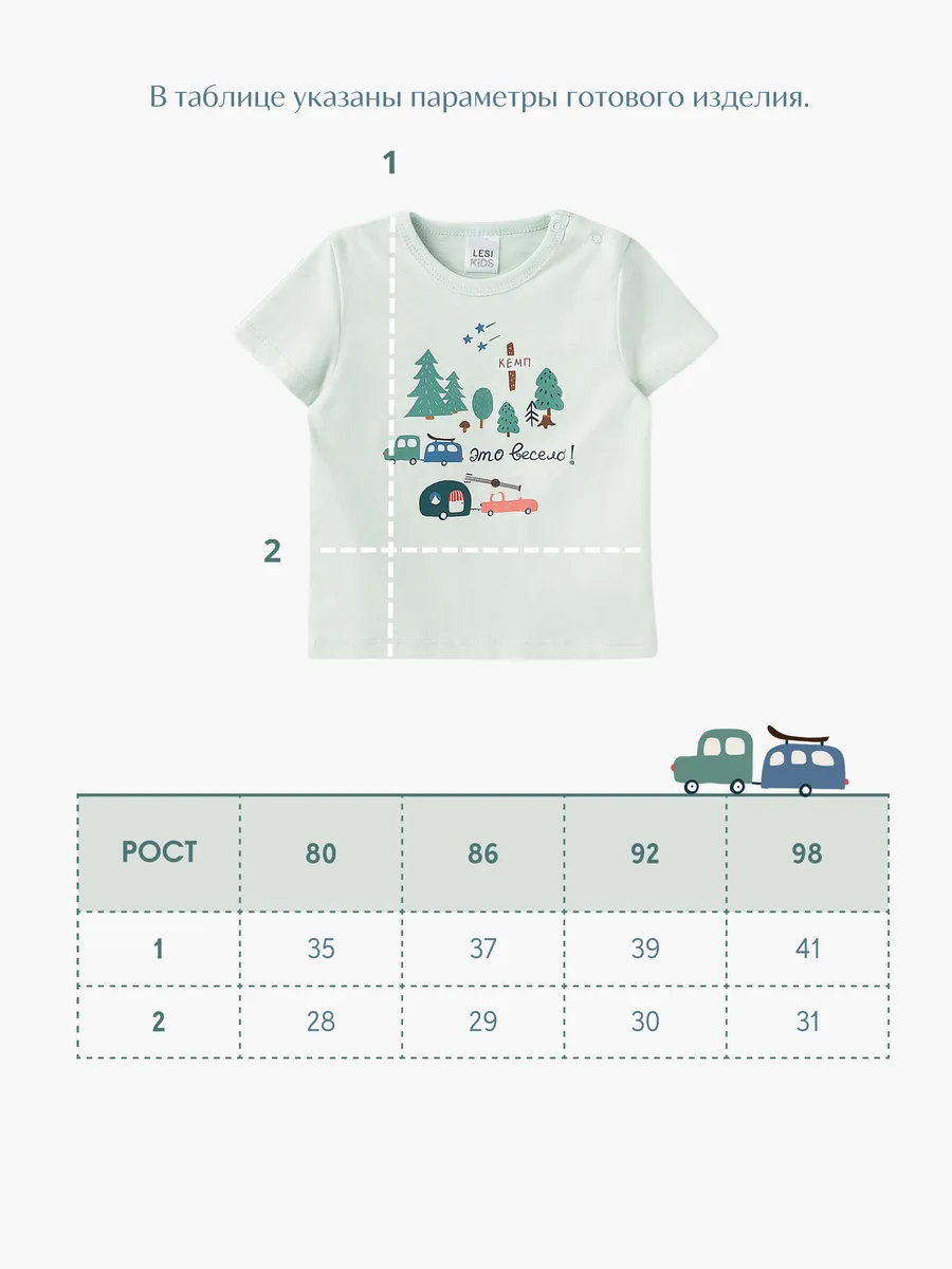 Футболка из тонкого хлопка (98/28, бел/мятный)