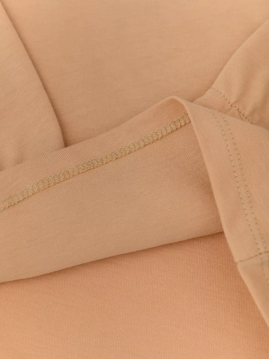 Футболка с длинным рукавом (116/32, персик/цветы)