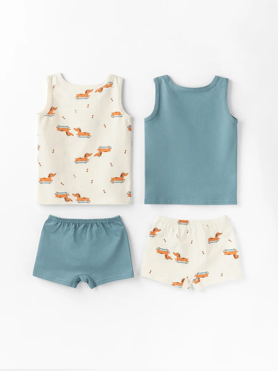 Комплект для мальчика (104/30, синий/бежевый)