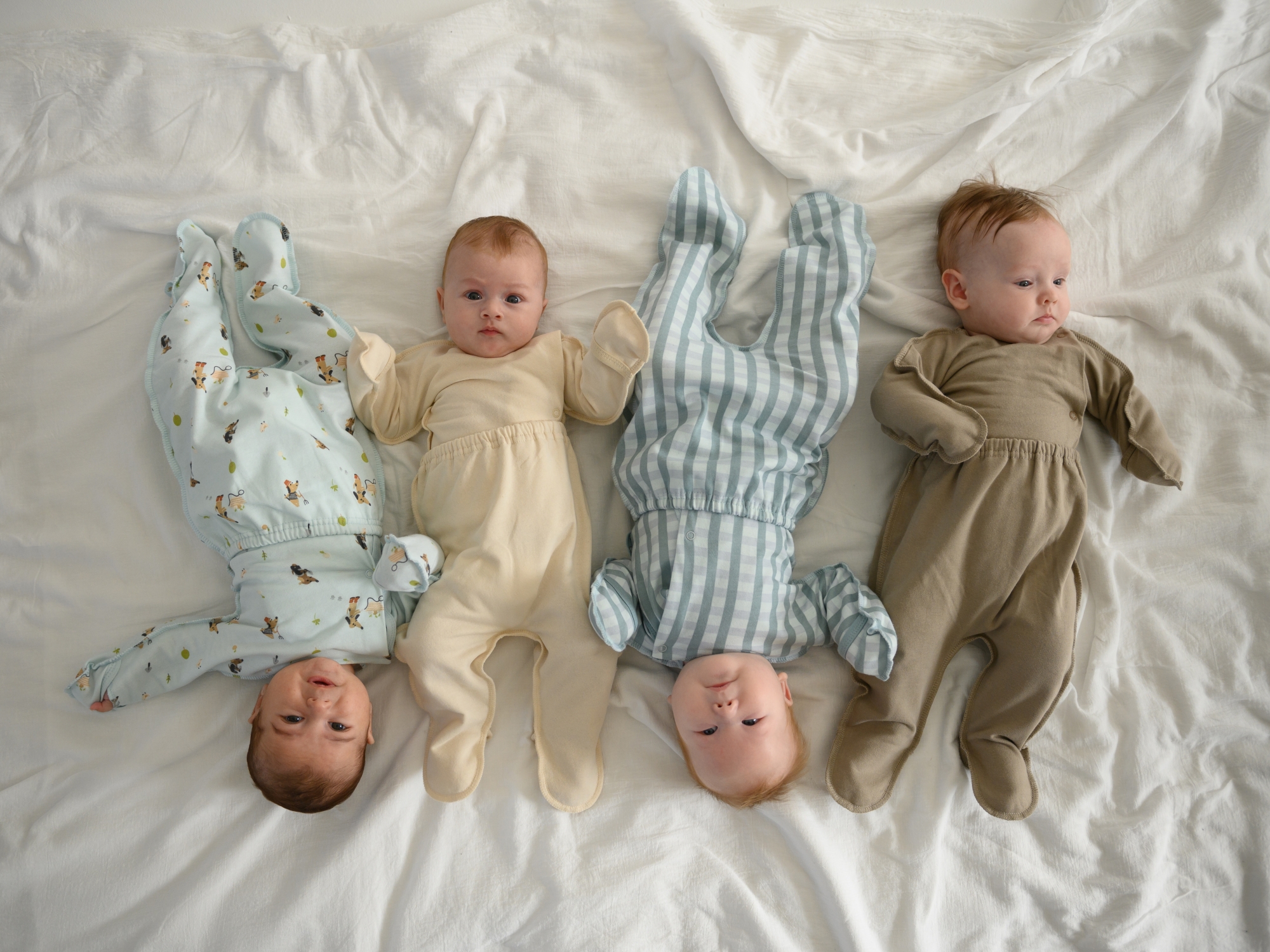 Распашонка утепленная комплект 4шт (56/18, беж/бирюза)