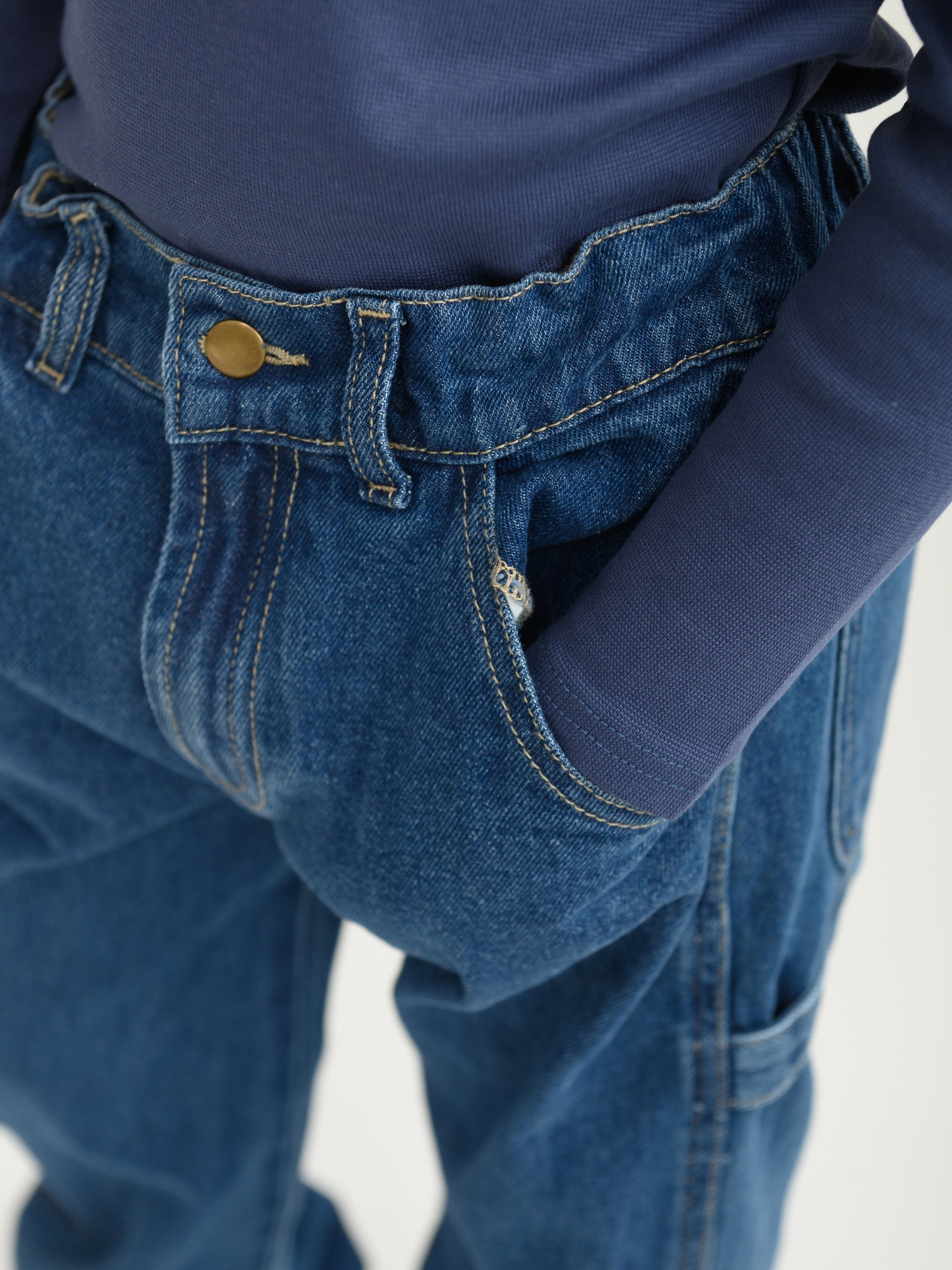 Брюки джинсовые (104/30, синий)