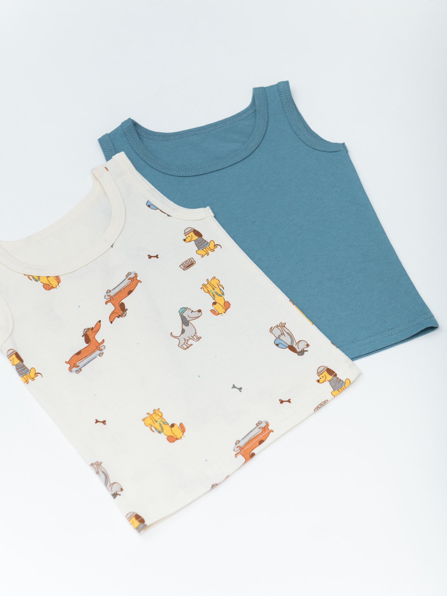 Майка для мальчика 4 шт. (98/28, беж/синий)