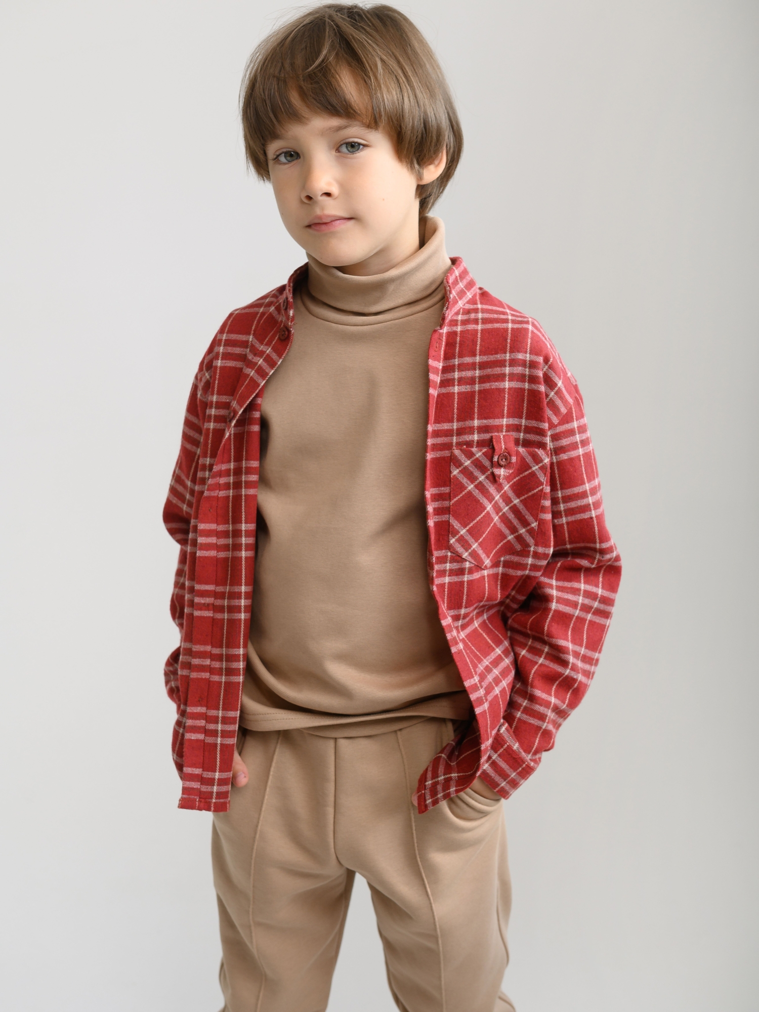 Джемпер для мальчика из трикотажной рибаны (128/34, бежевый)